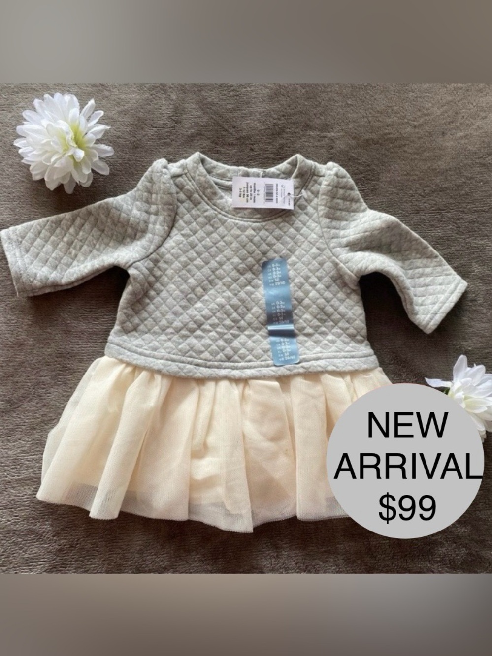 NWT Baby Gap Quilted Sweatshirt Tutu Dress (0-3M)